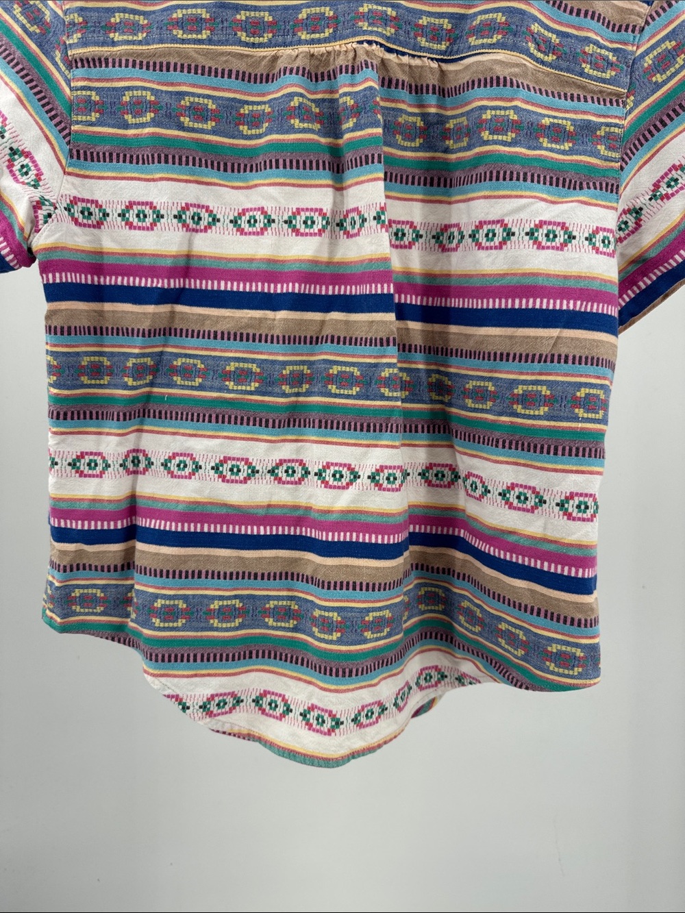 Cabin Creek Striped Multi-Color Cotton Top M vintage button up short sleeve - Picture 4 of 10